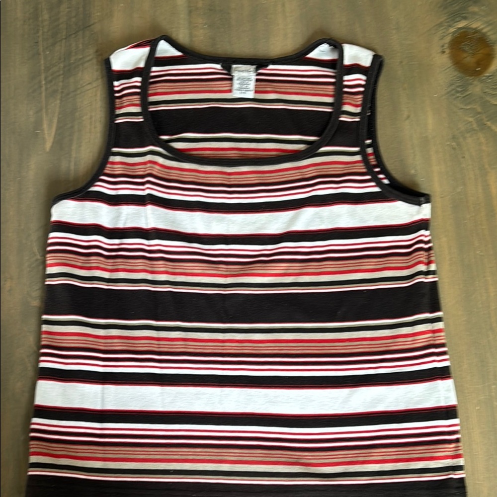 Northern Reflections brown ,white and white red Striped Sleeveless Top